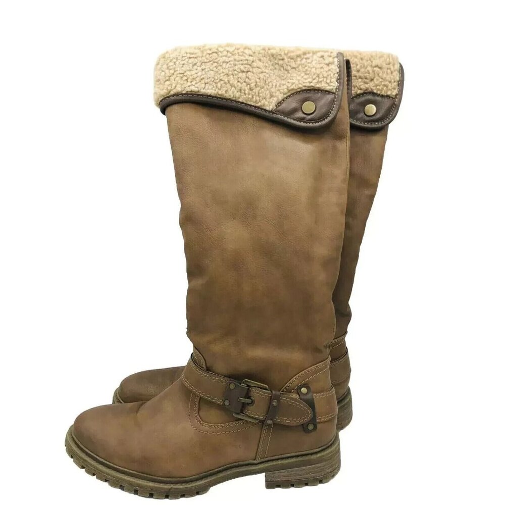 Bucco Boots Womens Size 6 Capensis Salita Faux-Fur Brown Tall Riding Winter Shoe